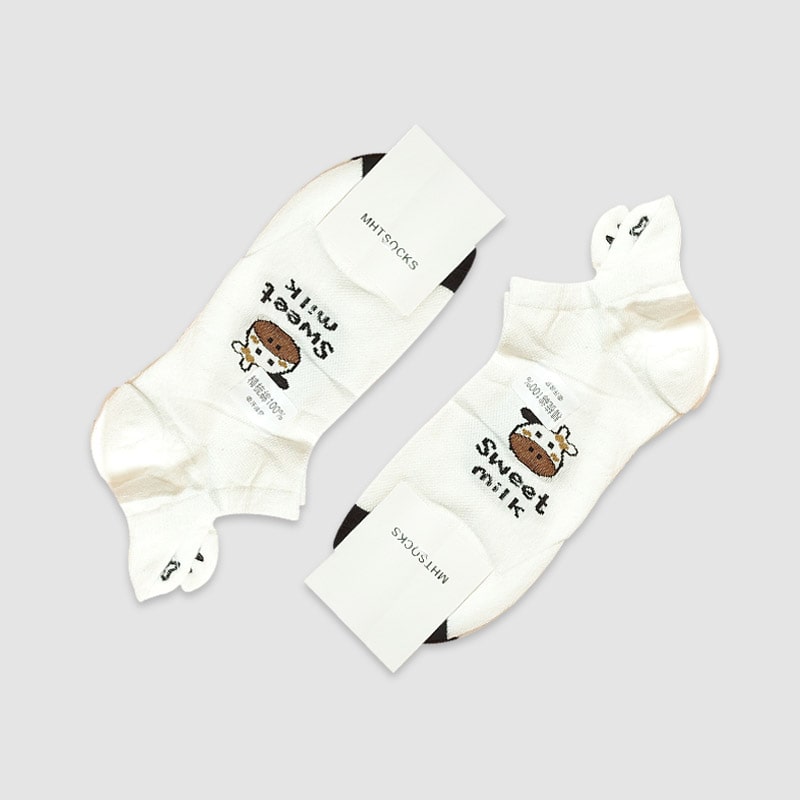 جوراب مچی گلدوزی شده طرح گاو - sweet milk