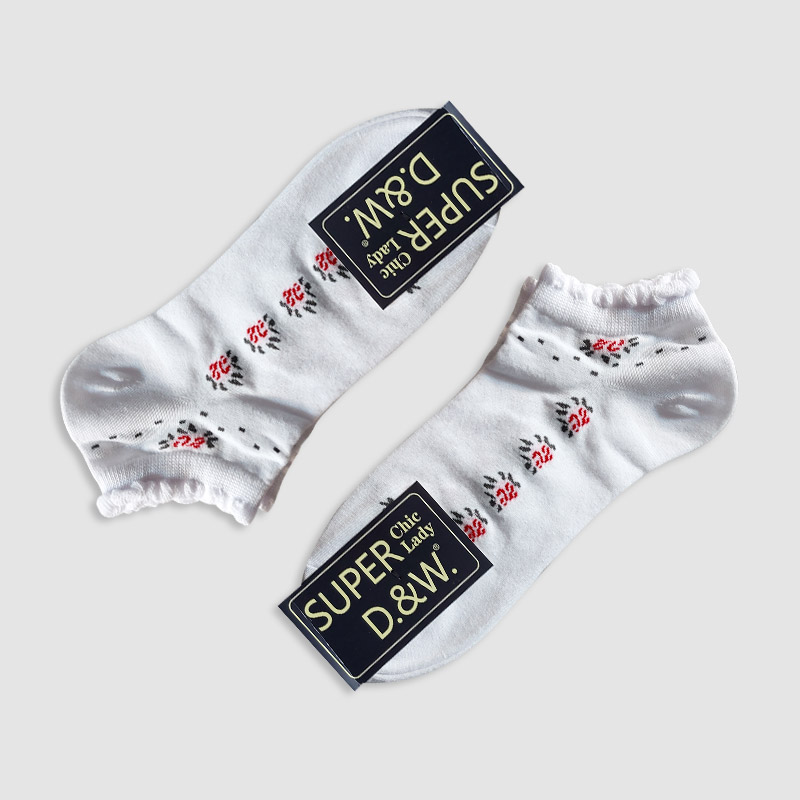 جوراب مچی زنانه طرح گلدار لبه چین دار - طرح3