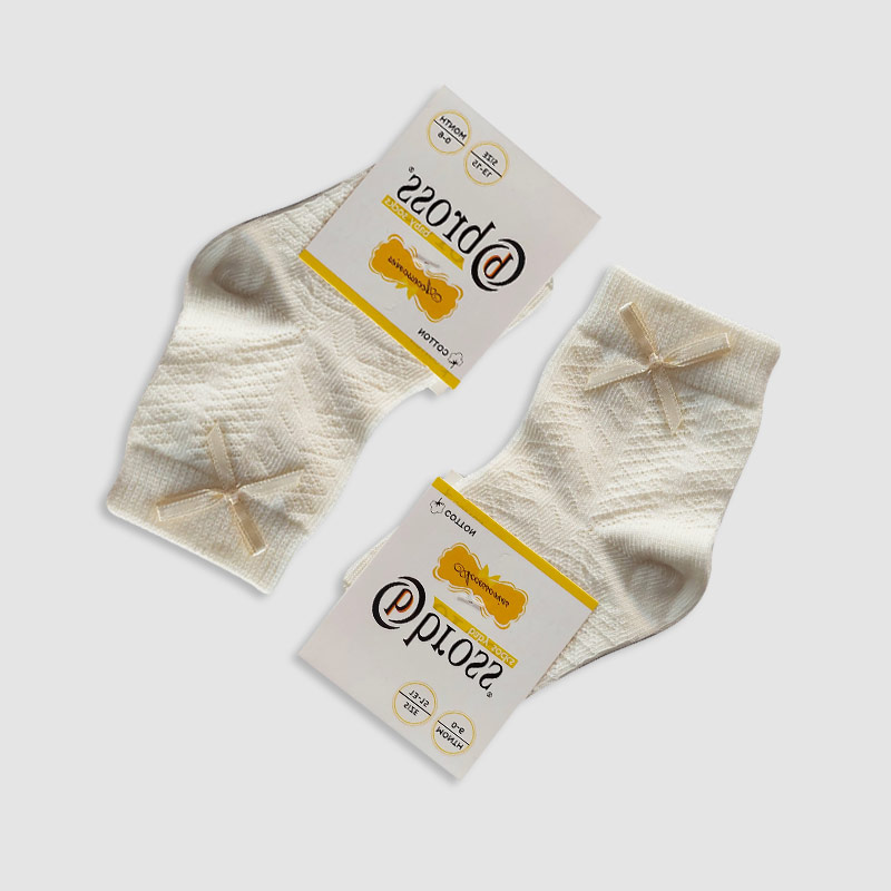 جوراب مچی دخترانه بغل پاپیونی Bross - لیمویی