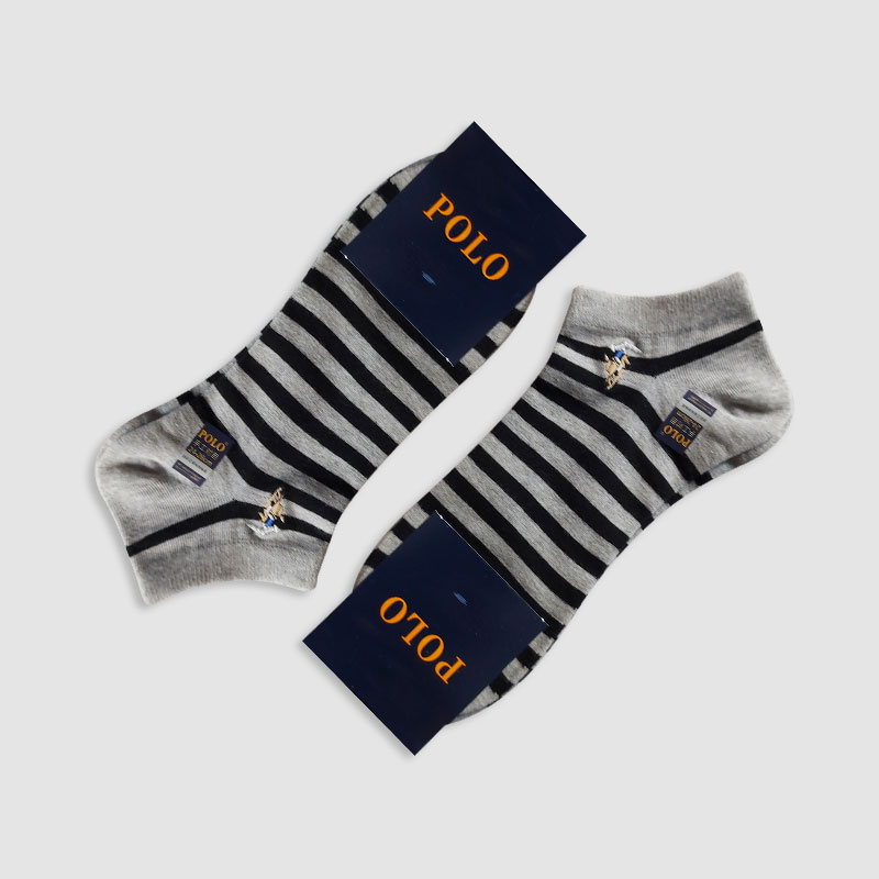 جوراب مچی مردانه راه راه polo - طوسی