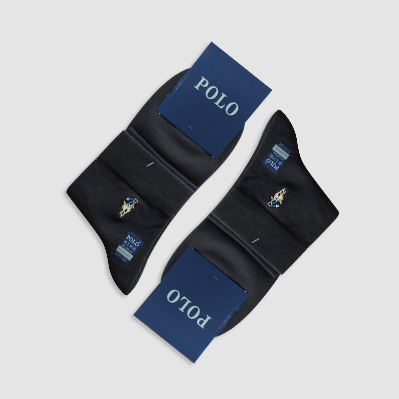 جوراب نیم ساق مردانه تک رنگ گلدوزی شده polo - قهوه ای تیره