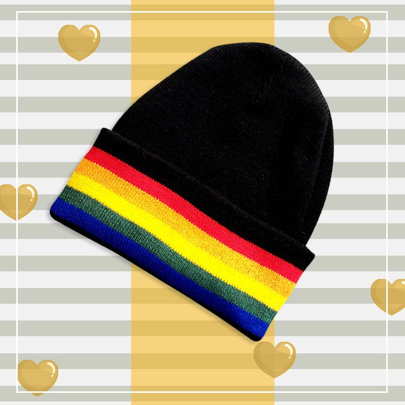 کلاه بافت اسپرت طرح راه راه رنگی مشکی