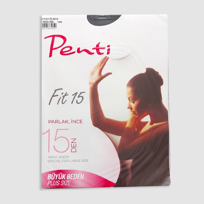 جوراب شلواری شیشه ای سایز بزرگ نمره 15 penti‎‎ - مشکی