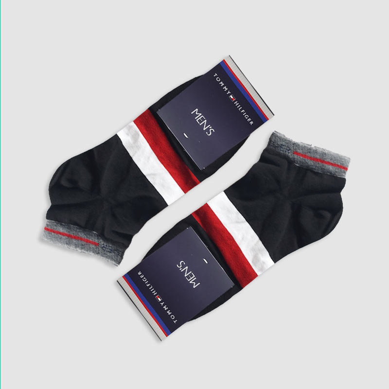 جوراب مچی مردانه طرح دو خط رنگی Tommy‎‎ - مشکی