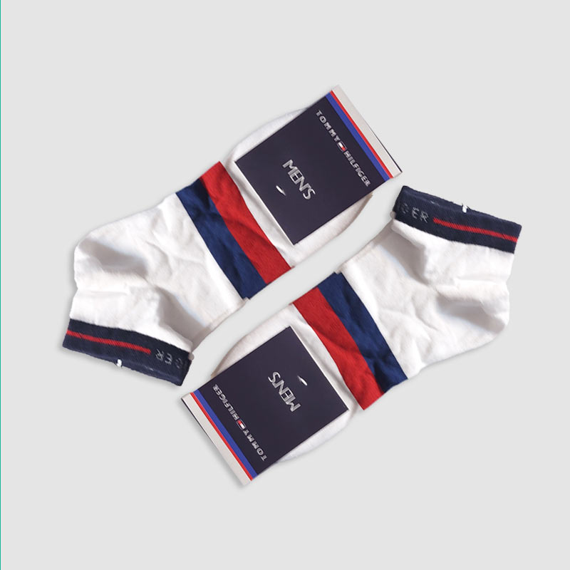 جوراب مچی مردانه طرح دو خط رنگی Tommy‎‎ - سفید
