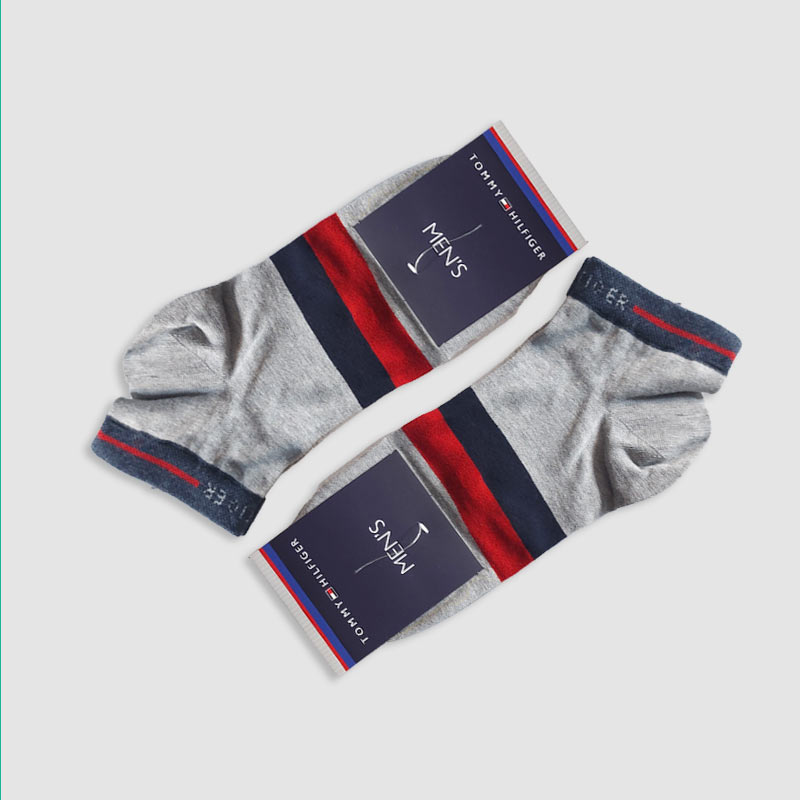 جوراب مچی مردانه طرح دو خط رنگی Tommy‎‎ - طوسی