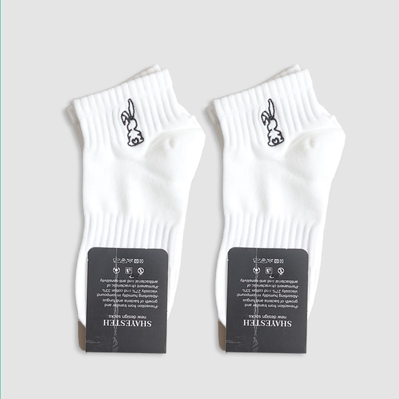 جوراب مچی زنانه طرح گلدوزی خرگوشی‎  - سفید
