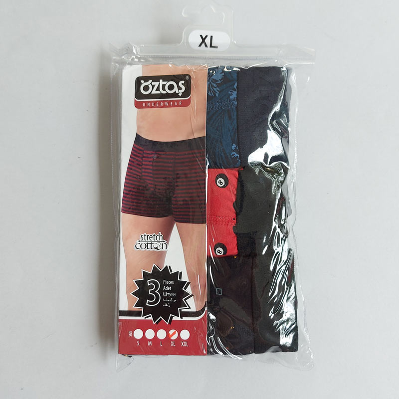 پک 3 عددی شورت پادار کش پهن Oztas - سایز Xl‎
