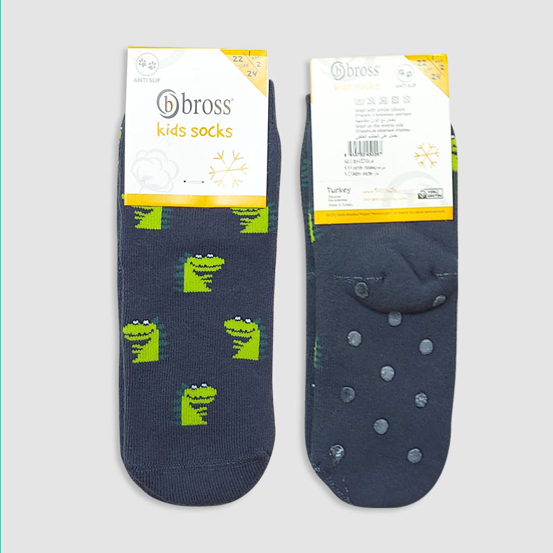 جوراب داخل حوله ای پسرانه کف استپ طرح دایناسور bross‎ - طرح2