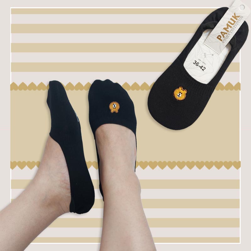 جوراب کالج زنانه طرح گلدوزی شده خرسی پاموک