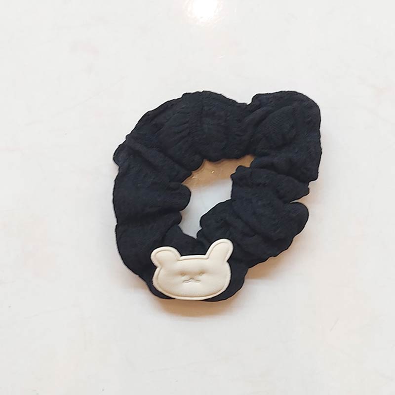 کش موی پارچه ای چروک طرح تدی‎ - مشکی