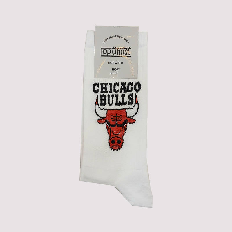 جوراب ساقدار اسپرت طرح Chicago bulls - سفید