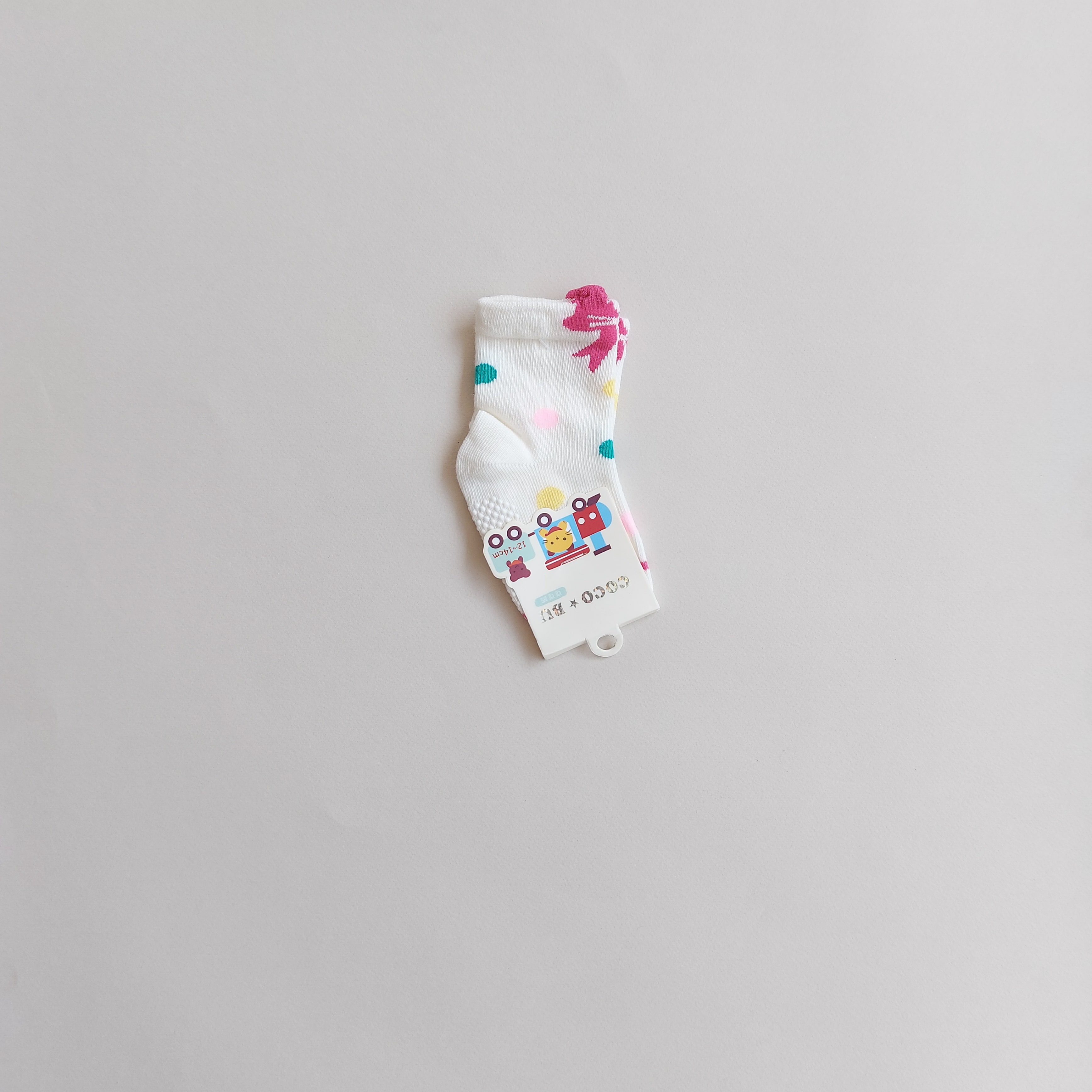 جوراب نیم ساق نوزادی دخترانه کف استپ طرح قلب و پاپیون