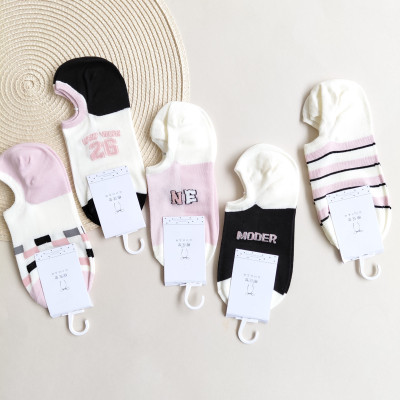 جوراب زیر قوزک زنانه فانتزی وایب صورتی وارداتی